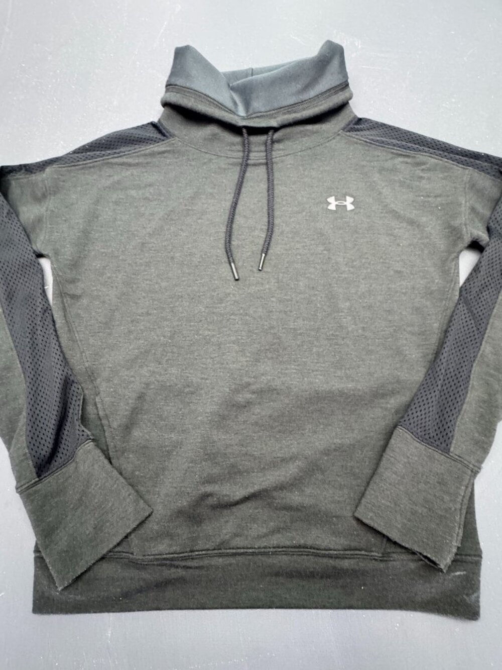 Under Armour Mens Size Small Gray ColdGear Loose Fit Funnel Neck Hoodie Pullover